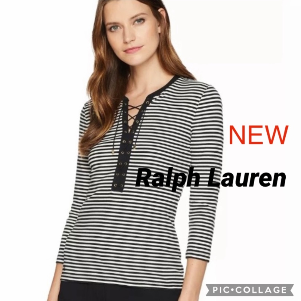NEW Ralph Lauren Structured boatneck shirt stripe with tag
